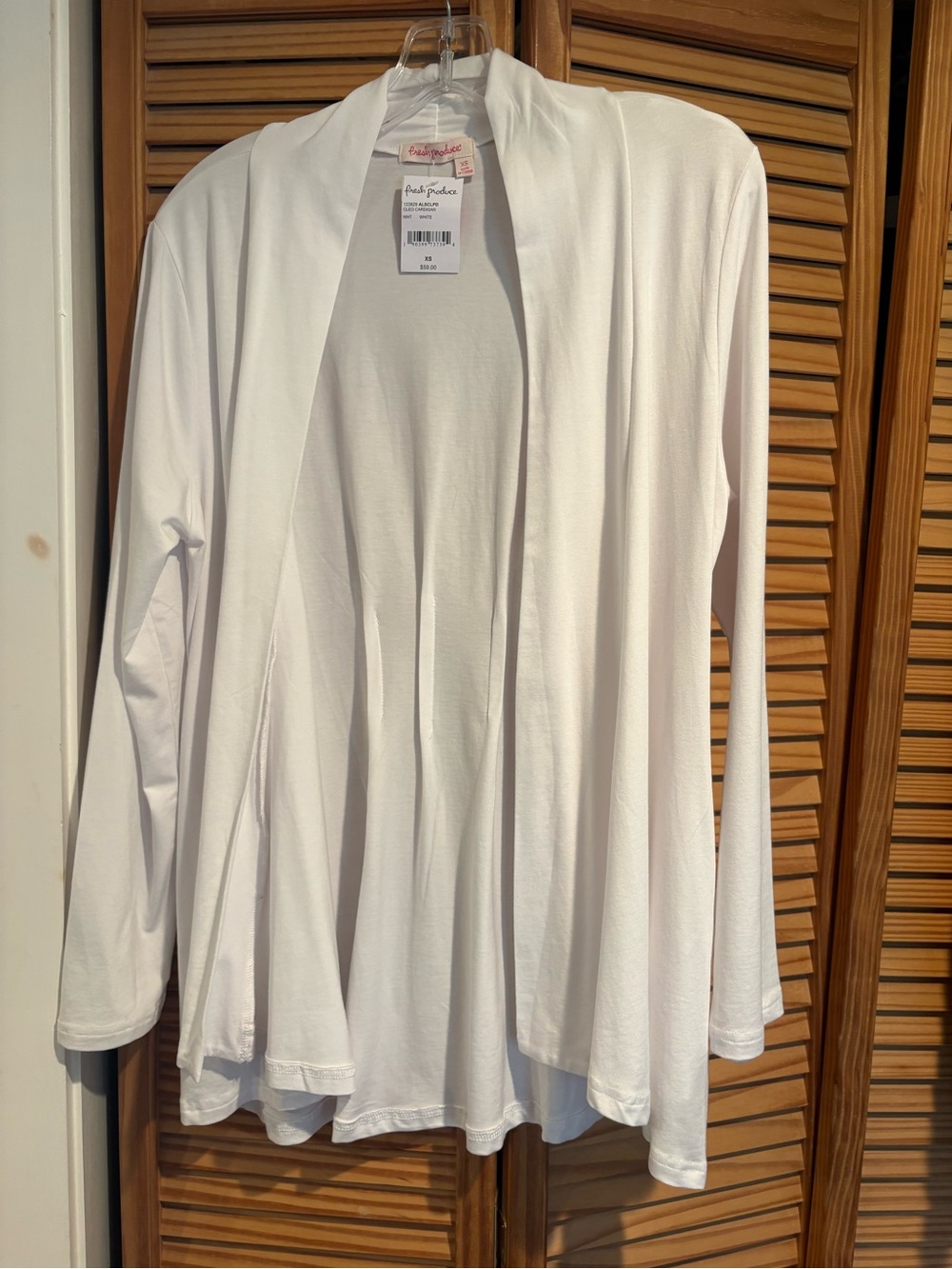 Fresh Produce Cleo Cardigan Open Front Drapes White XS NWT Resortwear Pintuck